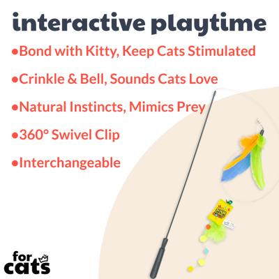 Show full view: Huxley & Kent Cat Wand Teaser Sour Scratch Cat Toy, Green/Blue/Yellow slide 2 of 11