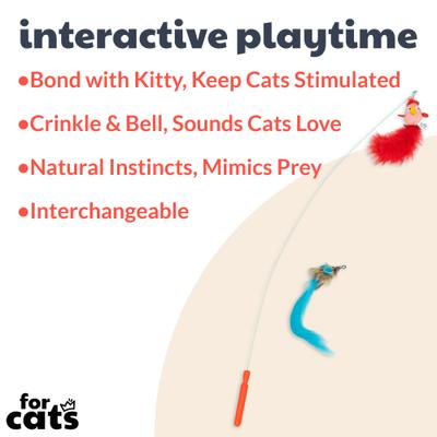 Show full view: Huxley & Kent Cat Wand Wire Birdy & Mouse Cat Toy, Red/Gray/Blue slide 2 of 9