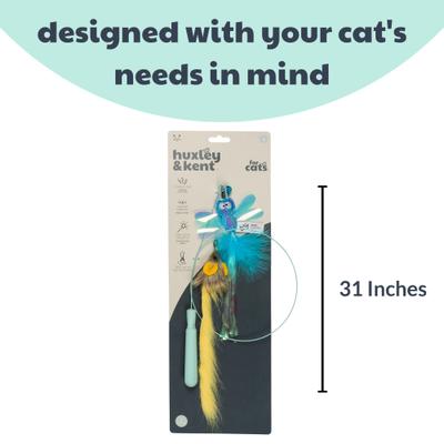 Show full view: Huxley & Kent Cat Wand Wire Dragonfly & Mouse Cat Toy, Blue/Gray/Yellow slide 3 of 11