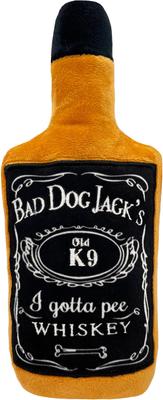Show full view: Huxley & Kent Dog Power Plush Bad Dog Jack's Whiskey Dog Toy, Black/Tan, Large slide 8 of 10