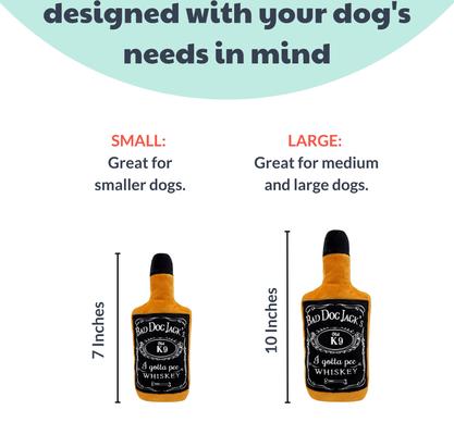 Show full view: Huxley & Kent Dog Power Plush Bad Dog Jack's Whiskey Dog Toy, Black/Tan, Large slide 3 of 10