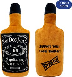 Huxley & Kent Dog Power Plush Bad Dog Jack's Whiskey Dog Toy, Black/Tan, Small