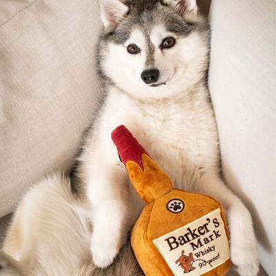 Show full view: Huxley & Kent Dog Power Plush Barker's Mark Dog Toy, Brown, Small slide 4 of 8