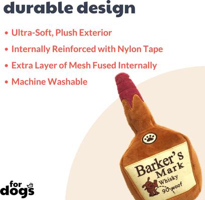 Show full view: Huxley & Kent Dog Power Plush Barker's Mark Dog Toy, Brown, Small slide 2 of 8