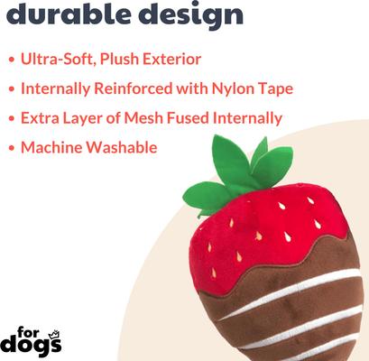 Show full view: Huxley & Kent Dog Power Plush Chocolate Strawberry Dog Toy, Red, Large slide 2 of 9