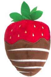 Huxley & Kent Dog Power Plush Chocolate Strawberry Dog Toy, Red, Small