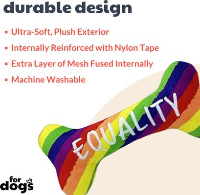 Show full view: Huxley & Kent Dog Power Plush Equality Bone Dog Toy, Multicolor, Large slide 2 of 7