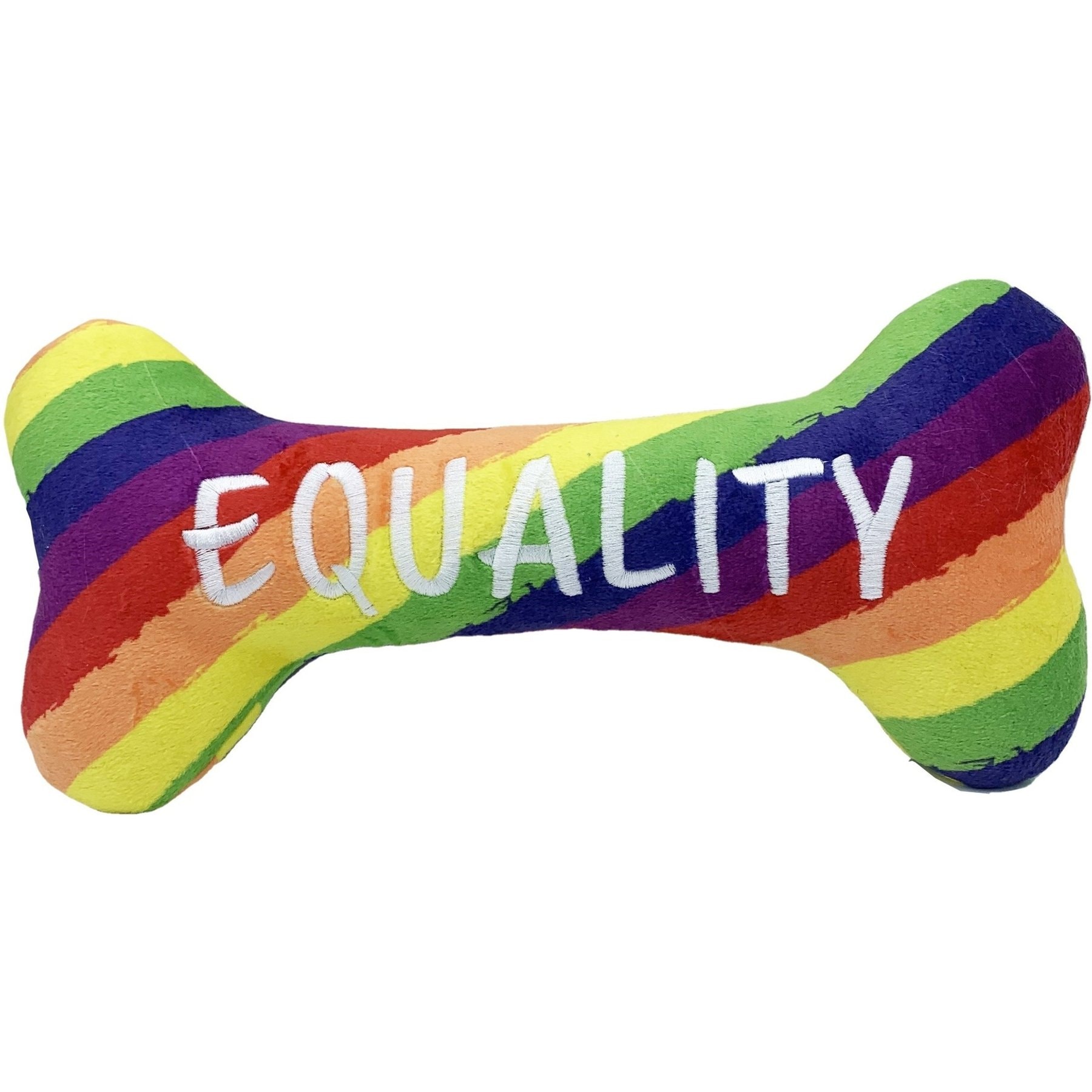 Huxley & Kent Dog Power Plush Equality Bone Dog Toy, Multicolor, Small
