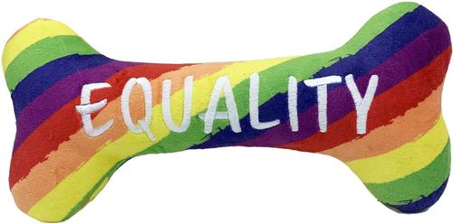 Show full view: Huxley & Kent Dog Power Plush Equality Bone Dog Toy, Multicolor, Small slide 1 of 8