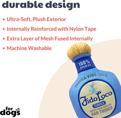 Show full view: Huxley & Kent Dog Power Plush Fido Loco Tequila Dog Toy, Blue, Large slide 2 of 10