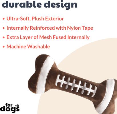 Show full view: Huxley & Kent Dog Power Plush Football Bone Dog Toy, Brown, Small slide 2 of 8