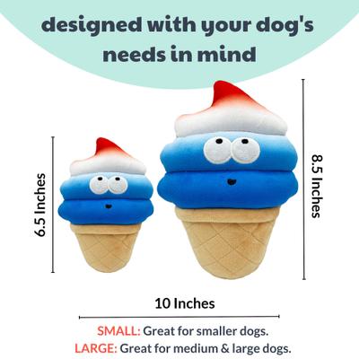 Show full view: Huxley & Kent Dog Power Plush Fro-Yo Pawtriot Cone Dog Toy, Red/White/Blue/Tan, Large slide 4 of 9