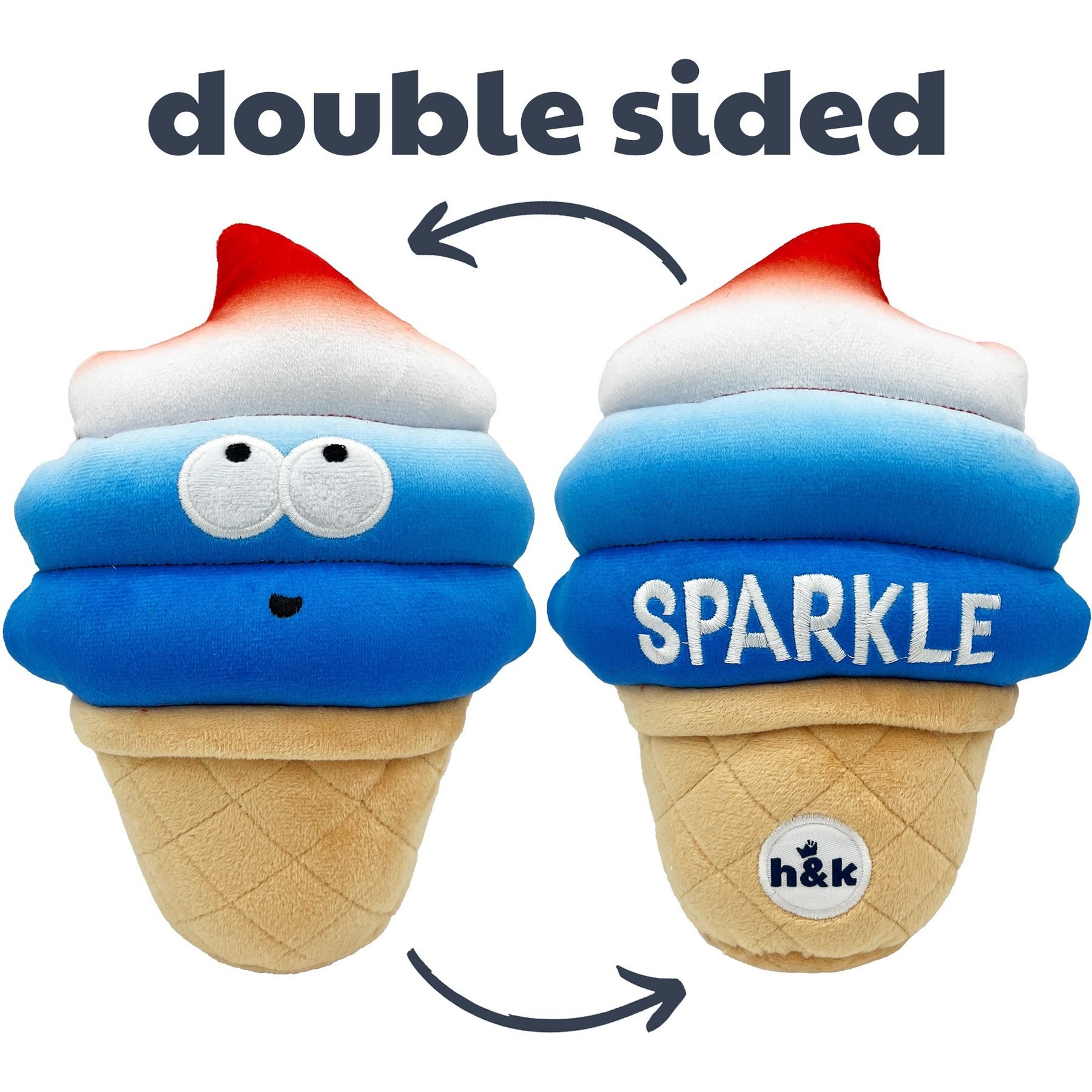 Huxley & Kent Dog Power Plush Fro-Yo Pawtriot Cone Dog Toy, Red/White/Blue/Tan, Small