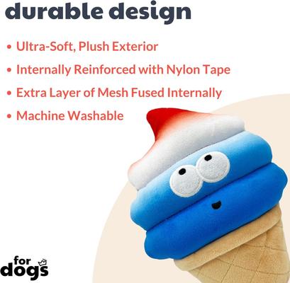 Show full view: Huxley & Kent Dog Power Plush Fro-Yo Pawtriot Cone Dog Toy, Red/White/Blue/Tan, Small slide 2 of 8