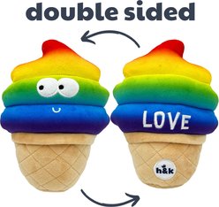 Huxley & Kent Dog Power Plush Fro-Yo Pride Cone Dog Toy, Rainbow, Large