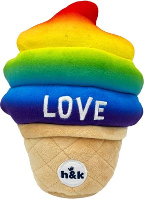 Show full view: Huxley & Kent Dog Power Plush Fro-Yo Pride Cone Dog Toy, Rainbow, Large slide 7 of 8