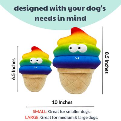 Show full view: Huxley & Kent Dog Power Plush Fro-Yo Pride Cone Dog Toy, Rainbow, Large slide 3 of 8