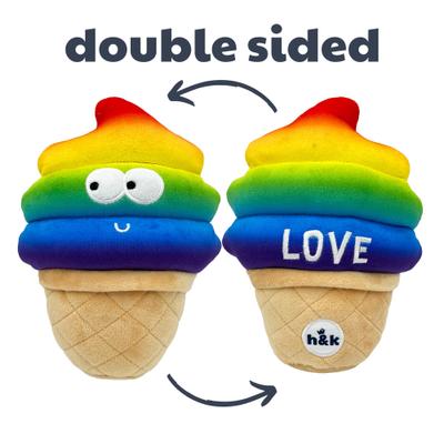 Show full view: Huxley & Kent Dog Power Plush Fro-Yo Pride Cone Dog Toy, Rainbow, Small slide 1 of 8