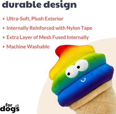 Show full view: Huxley & Kent Dog Power Plush Fro-Yo Pride Cone Dog Toy, Rainbow, Small slide 2 of 8