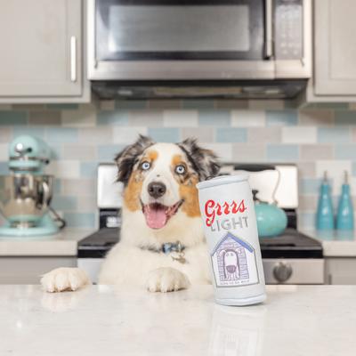 Show full view: Huxley & Kent Dog Power Plush Grrrs Light Dog Toy, Gray, Small slide 4 of 6