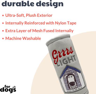 Show full view: Huxley & Kent Dog Power Plush Grrrs Light Dog Toy, Gray, Small slide 2 of 6