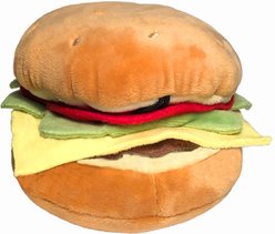 Huxley & Kent Dog Power Plush Hamburger Dog Toy, Brown, Large