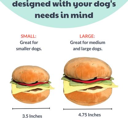 Show full view: Huxley & Kent Dog Power Plush Hamburger Dog Toy, Brown, Large slide 3 of 6