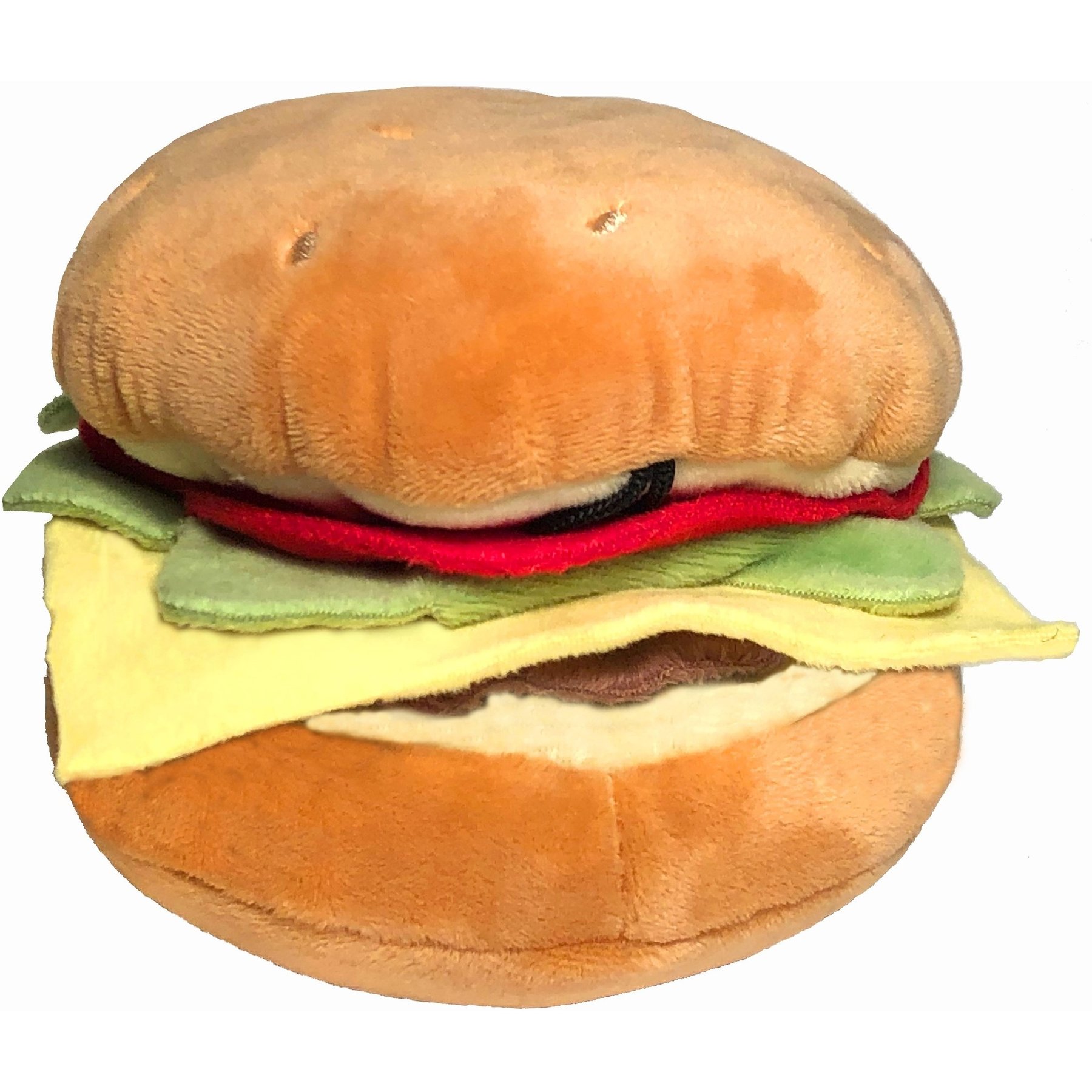 Huxley & Kent Dog Power Plush Hamburger Dog Toy, Brown, Small