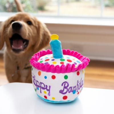 Show full view: Huxley & Kent Dog Power Plush Happy Barkday Cake Dog Toy, Multicolor, Large slide 4 of 10