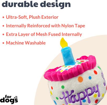 Show full view: Huxley & Kent Dog Power Plush Happy Barkday Cake Dog Toy, Multicolor, Large slide 2 of 10
