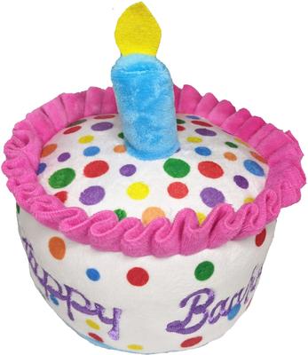 Show full view: Huxley & Kent Dog Power Plush Happy Barkday Cake Dog Toy, Multicolor, Small slide 10 of 11