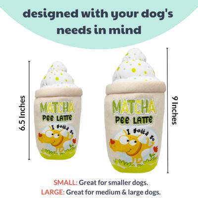 Show full view: Huxley & Kent Dog Power Plush Matcha Pee Latte Dog Toy, Green/Pink, Large slide 3 of 8