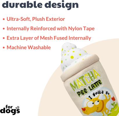 Show full view: Huxley & Kent Dog Power Plush Matcha Pee Latte Dog Toy, Green/Pink, Large slide 2 of 8