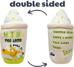 Huxley & Kent Dog Power Plush Matcha Pee Latte Dog Toy, Green/Pink, Small