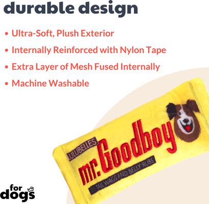 Show full view: Huxley & Kent Dog Power Plush Mr. Goodboy Dog Toy, Yellow, Large slide 3 of 8