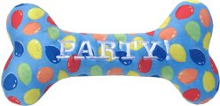 Huxley & Kent Dog Power Plush Party Time Bone Blue Dog Toy, Blue, Small
