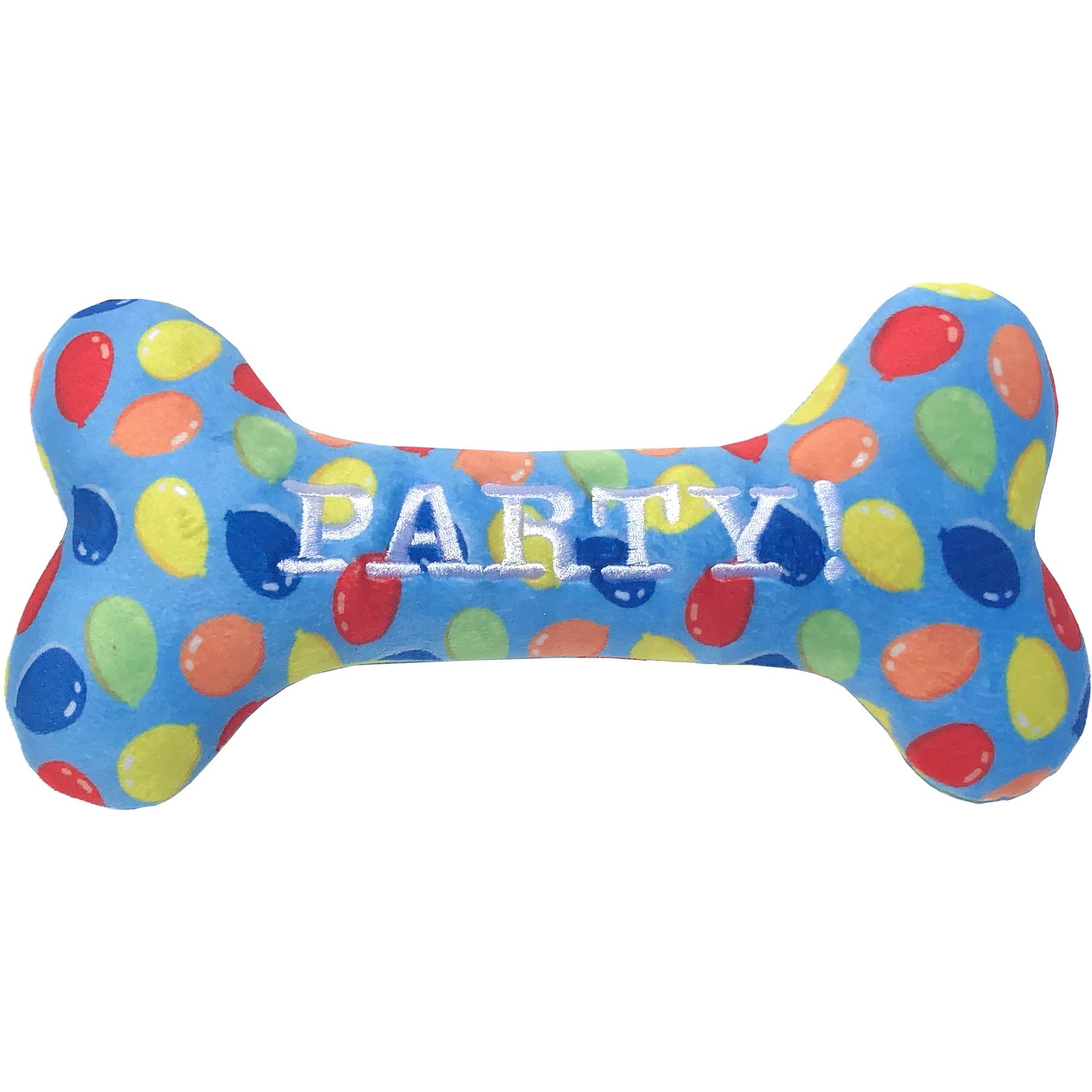 Huxley & Kent Dog Power Plush Party Time Bone Blue Dog Toy, Blue, Small