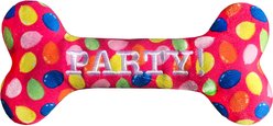 Huxley & Kent Dog Power Plush Party Time Bone Pink Dog Toy, Pink, Small slide 1 of 8