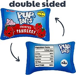 Huxley & Kent Dog Power Plush Pup-Tarts Frosted Pawberry Dog Toy, Blue/Red, Small