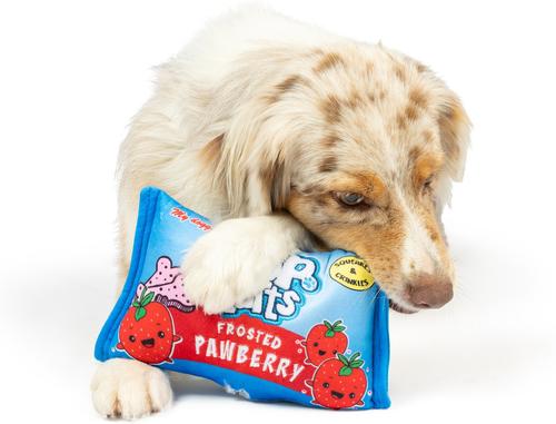 Show full view: Huxley & Kent Dog Power Plush Pup-Tarts Frosted Pawberry Dog Toy, Blue/Red, Small slide 5 of 8