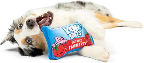 Show full view: Huxley & Kent Dog Power Plush Pup-Tarts Frosted Pawberry Dog Toy, Blue/Red, Small slide 4 of 8