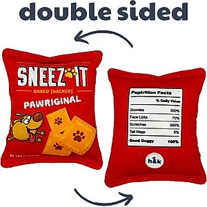 Huxley & Kent Dog Power Plush Sneeze-It Dog Toy, Red/Orange, Large