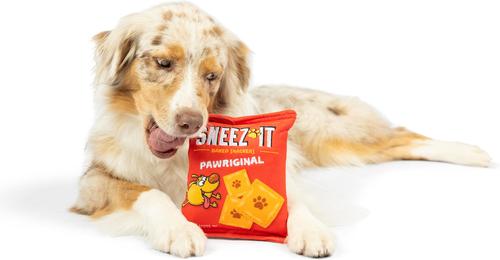 Show full view: Huxley & Kent Dog Power Plush Sneeze-It Dog Toy, Red/Orange, Large slide 6 of 7