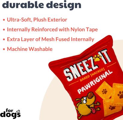 Show full view: Huxley & Kent Dog Power Plush Sneeze-It Dog Toy, Red/Orange, Large slide 2 of 7