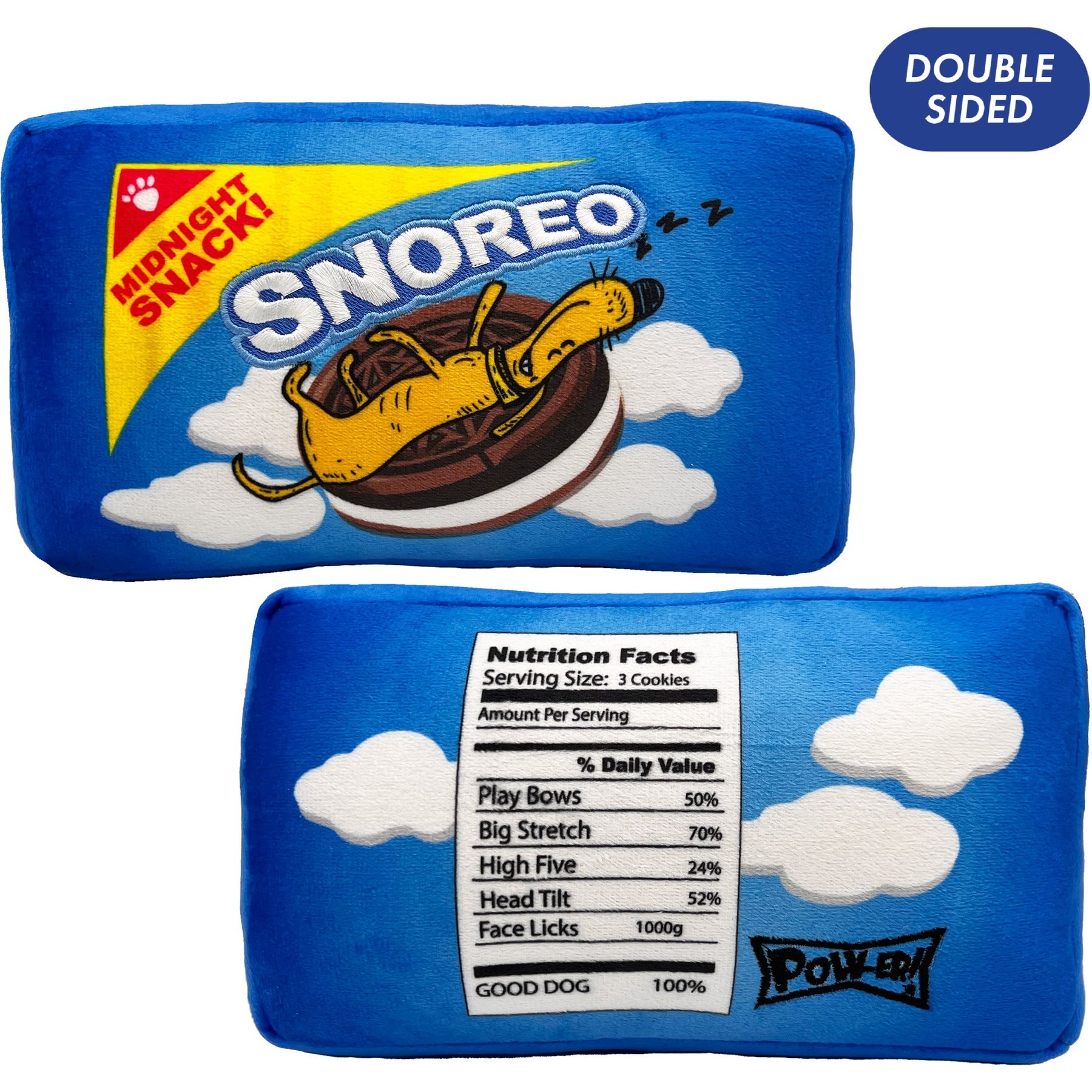 Huxley & Kent Dog Power Plush Snoreo Cookies Dog Toy, Blue, Large