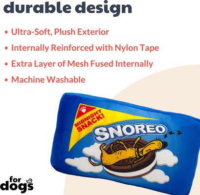 Show full view: Huxley & Kent Dog Power Plush Snoreo Cookies Dog Toy, Blue, Small slide 3 of 11