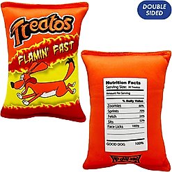 Huxley & Kent Dog Power Plush Treatos Snacks Dog Toy, Orange, Small