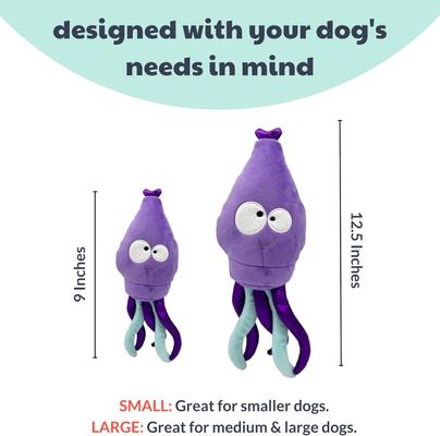 Show full view: Huxley & Kent Dog Slappies Squiggly Squid Dog Toy, Purple, Small slide 3 of 8