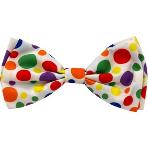 Huxley & Kent Happy Barkday Dog & Cat Bow Tie, White/Multicolor, Small