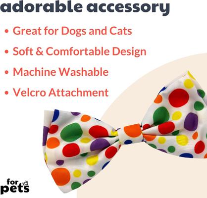 Show full view: Huxley & Kent Happy Barkday Dog & Cat Bow Tie, White/Multicolor, Small slide 3 of 8